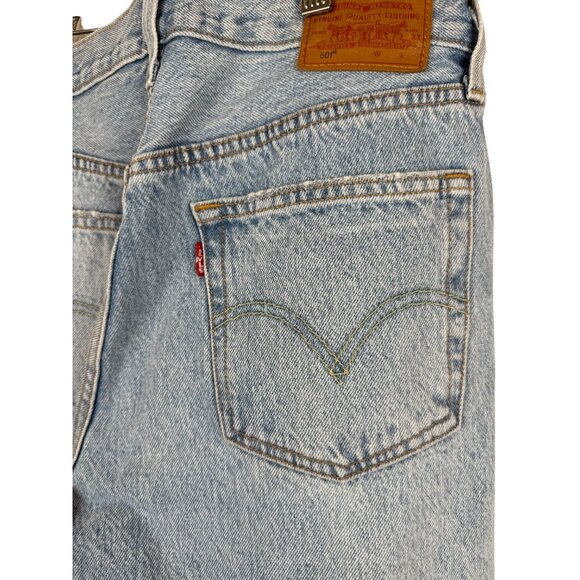 Levi 501 High Rise Light Washed Ripped Straight Jeans - 31 - Picture 4 of 5